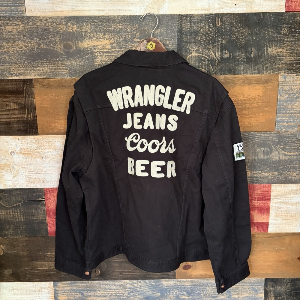 Wrangler Coors Original Biker Chainstitch Denim Jacket XL Mens Black NEW